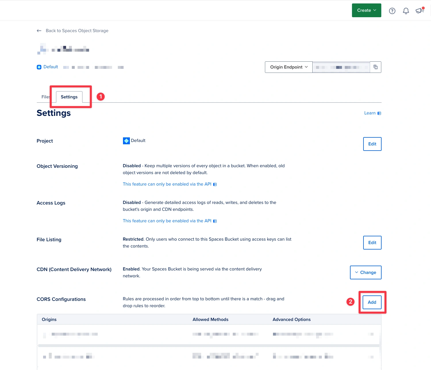 Add new CORS setting